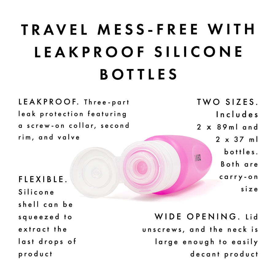 Leakproof Silicone Travel Bottles (4-Piece Mixed Size Set)