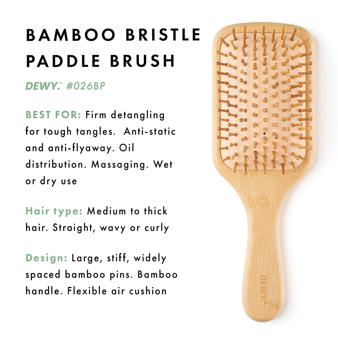 Bamboo Bristle Paddle Brush